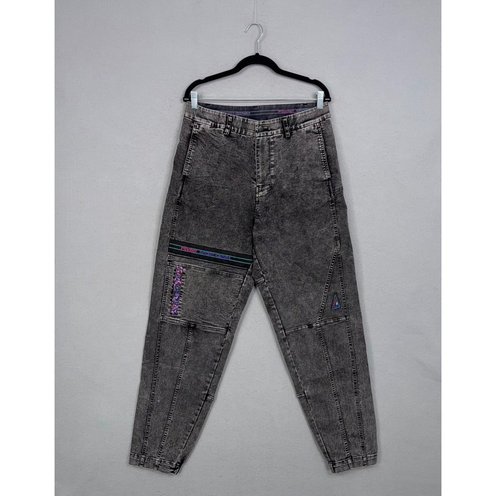 Pit Viper Mens Medium Gray Acid Wash Sport Denim Jogger Pants Streetwear Y2K